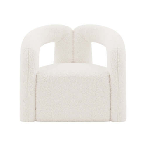 Modern Boucle Lounge Chair – Upholstered Accent Chair with Pine Wood Frame (3 Colors) in soft boucle upholstery.