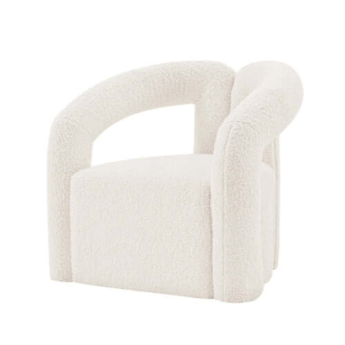 Modern Boucle Lounge Chair – Upholstered Accent Chair with Pine Wood Frame (3 Colors) in soft boucle upholstery