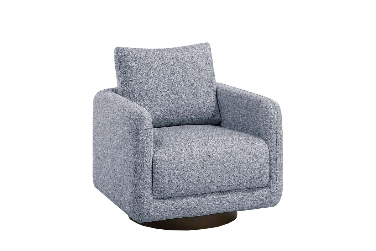 Modern Boucle Sherpa Swivel Accent Chair – Upholstered Lounge Chair (Beige) in soft grey fabric.