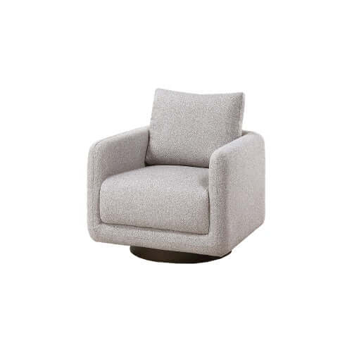 Modern Boucle Sherpa Swivel Accent Chair – Upholstered Lounge Chair (Beige) in soft teddy fabric.