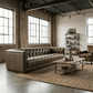 83.5" Cool Brown Top Grain Leather Sofa | Modern Rectilinear 3-Seater Sofa in a stylish living room setting.