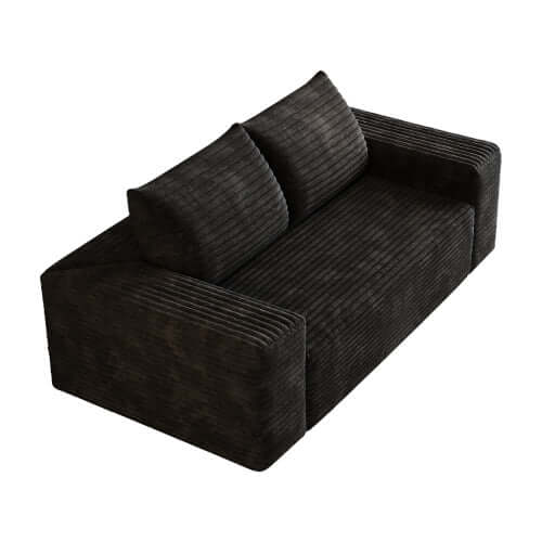 Modern Corduroy Deep Seat Loveseat Sofa – Comfy Couch in dark color with plush cushions and sleek design.