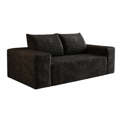 Modern Corduroy Deep Seat Loveseat Sofa – Comfy Couch in dark color, showcasing plush corduroy texture and contemporary design.