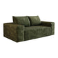 Modern Corduroy Deep Seat Loveseat Sofa – Comfy Couch (4 Colors and 3 Sizes) in dark green corduroy fabric.