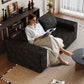 Modern Corduroy Deep Seat Loveseat Sofa – Comfy Couch (4 Colors and 3 Sizes) with a woman reading on it.
