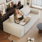 Modern Corduroy Deep Seat Loveseat Sofa – Comfy Couch (4 Colors and 3 Sizes) with a person reading.