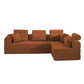Modern Corduroy Sleeper Sectional – L-Shape Modular Sofa Bed (106” Convertible Couch) in warm brown color.