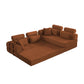 Modern Corduroy Sleeper Sectional – L-Shape Modular Sofa Bed (106” Convertible Couch) in rich brown color.