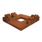 Modern Corduroy Sleeper Sectional – L-Shape Modular Sofa Bed (106” Convertible Couch) in warm brown color.