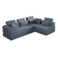 Modern Corduroy Sleeper Sectional – L-Shape Modular Sofa Bed (106” Convertible Couch) in soft gray upholstery.