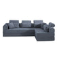 Modern Corduroy Sleeper Sectional – L-Shape Modular Sofa Bed (106” Convertible Couch) in gray with cozy cushions.