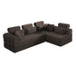 Modern Corduroy Sleeper Sectional – L-Shape Modular Sofa Bed (106” Convertible Couch) in dark fabric with plush cushions.