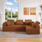 Modern Corduroy Sleeper Sectional – L-Shape Modular Sofa Bed (106” Convertible Couch) in cozy ribbed texture.