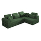 Modern Corduroy Sleeper Sectional – L-Shape Modular Sofa Bed (106” Convertible Couch) in green color with plush cushions.