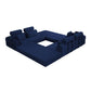 Modern Corduroy Sleeper Sectional – L-Shape Modular Sofa Bed (106” Convertible Couch) in navy blue color.