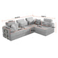 Modern Corduroy Sleeper Sectional – L-Shape Modular Sofa Bed (106” Convertible Couch) dimensions and layout visualization.