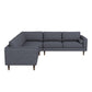 The Ashcroft Furniture Amber MCM Corner Sectional Sofa 103 features a modern Mid-Century design with dark grey upholstery, three seat and back cushions, wooden legs, clean lines, and is available in 5 colors.