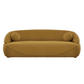 Modern Curved Boucle Sofa 84” (3 Colors) – Andrew Minimalist Sculptural Couch in warm yellow boucle upholstery.