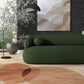 Modern Curved Boucle Sofa 84” (3 Colors) – Andrew Minimalist Sculptural Couch in green, featuring soft curves and textured upholstery.
