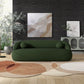 Modern Curved Boucle Sofa 84” (3 Colors) – Andrew Minimalist Sculptural Couch in green, complementing contemporary living room décor.