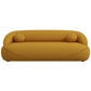Modern Curved Boucle Sofa 84” (3 Colors) – Andrew Minimalist Sculptural Couch in vibrant yellow upholstery.