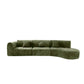 Modern Curved Sectional Sofa – 140” Compression Foam 3-Piece Chaise Sectional (Right Facing) in green fabric.