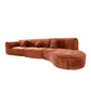Modern Curved Sectional Sofa – 140” Compression Foam 3-Piece Chaise Sectional (Right Facing) in stylish orange fabric.
