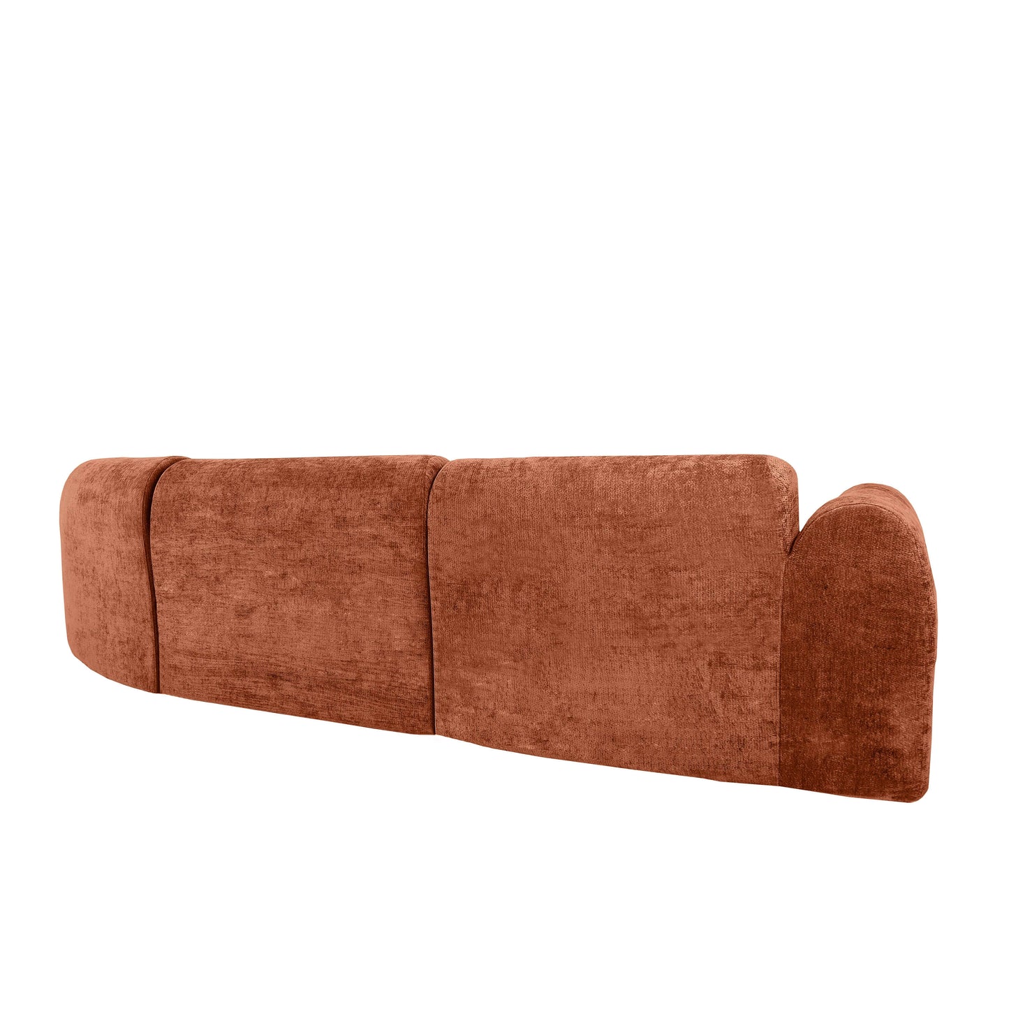 Modern Curved Sectional Sofa – 140” Compression Foam 3-Piece Chaise Sectional (Right Facing) in a plush rust color.
