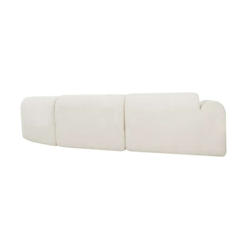 Modern Curved Sectional Sofa – 140” Compression Foam 3-Piece Chaise Sectional (Right Facing) in soft white fabric.