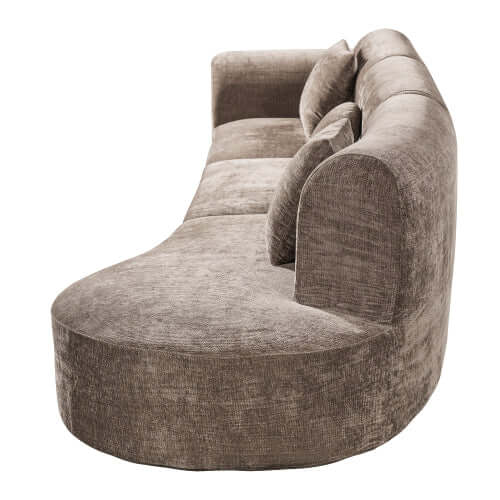 Modern Curved Sectional Sofa – 140” Compression Foam 3-Piece Chaise Sectional (Right Facing) in plush grey fabric.