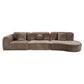 Modern Curved Sectional Sofa – 140” Compression Foam 3-Piece Chaise Sectional (Right Facing) in a stylish brown fabric.