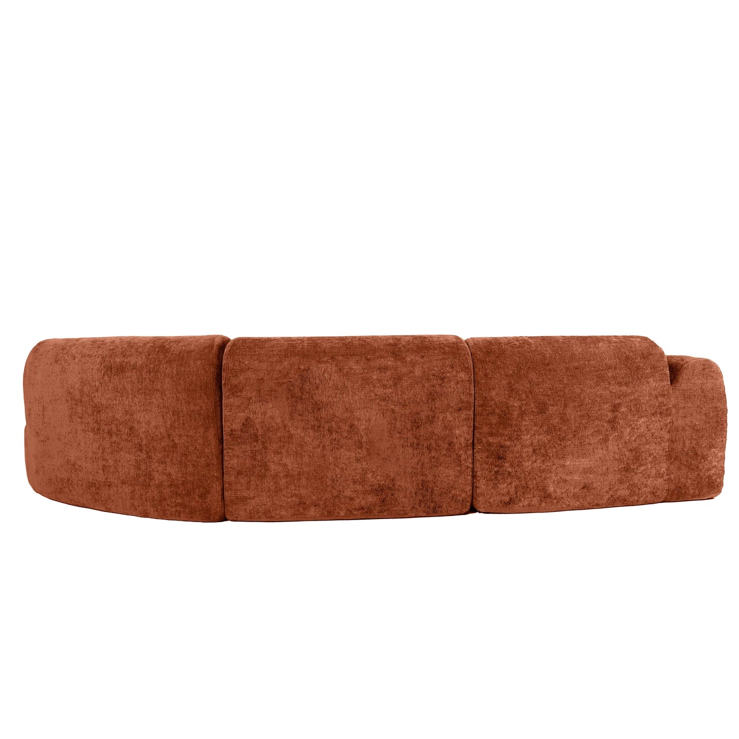 Modern Curved Sectional Sofa – 140” Compression Foam 3-Piece Chaise Sectional (Right Facing) in a warm rust fabric.
