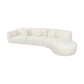 Modern Curved Sectional Sofa – 140” Compression Foam 3-Piece Chaise Sectional (Right Facing) in white upholstery.