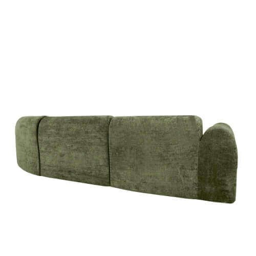 Modern Curved Sectional Sofa – 140” Compression Foam 3-Piece Chaise Sectional (Right Facing) in green fabric.