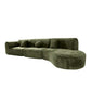 Modern Curved Sectional Sofa – 140” Compression Foam 3-Piece Chaise Sectional (Right Facing) in green fabric.