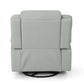 Modern Faux Leather Manual Swivel Recliner (2 Color Options) in light gray, showcasing back view and swivel base.