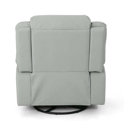 Modern Faux Leather Manual Swivel Recliner (2 Color Options) in light gray, showcasing back view and swivel base.