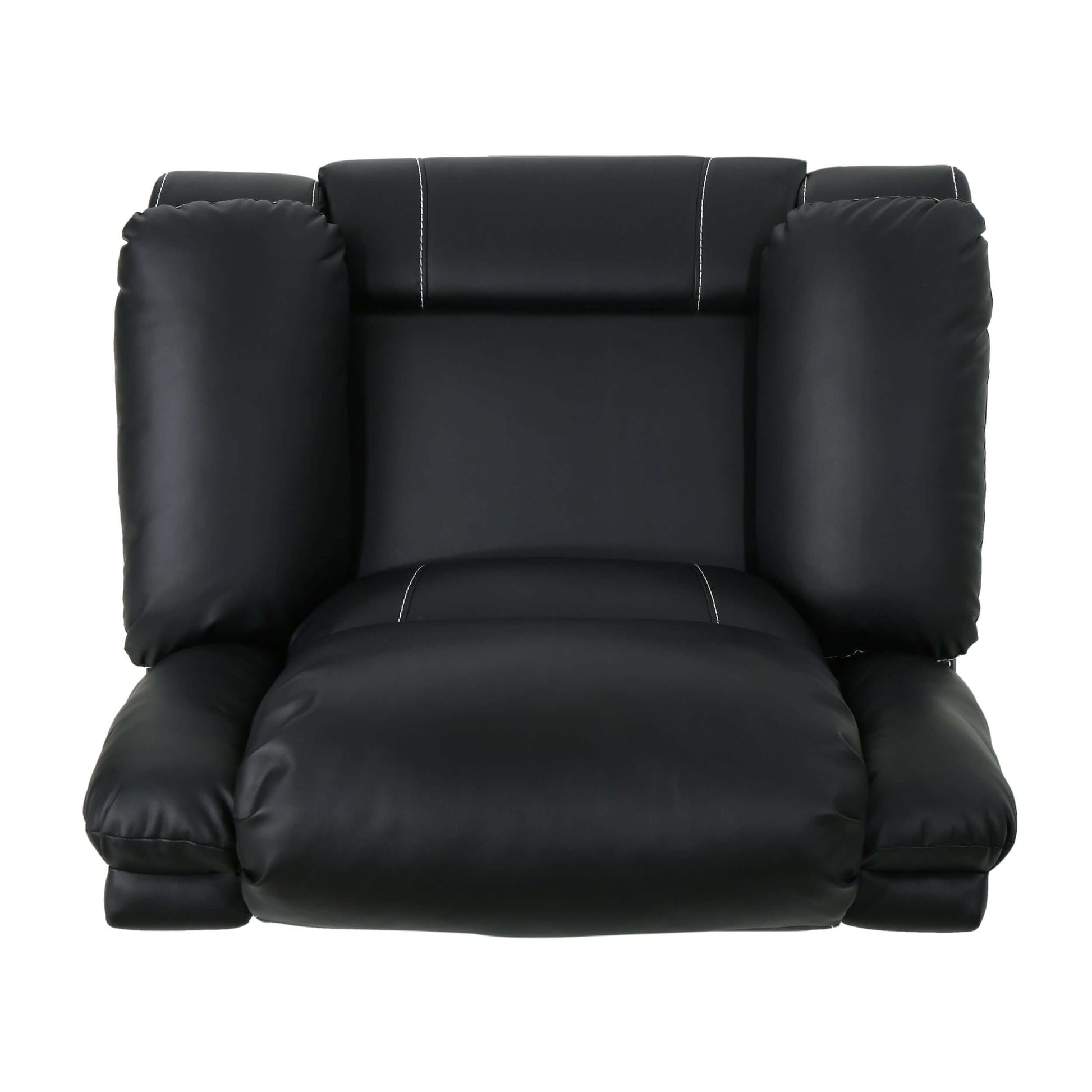 Modern Faux Leather Manual Swivel Recliner (2 Color Options) in sleek black faux leather design.