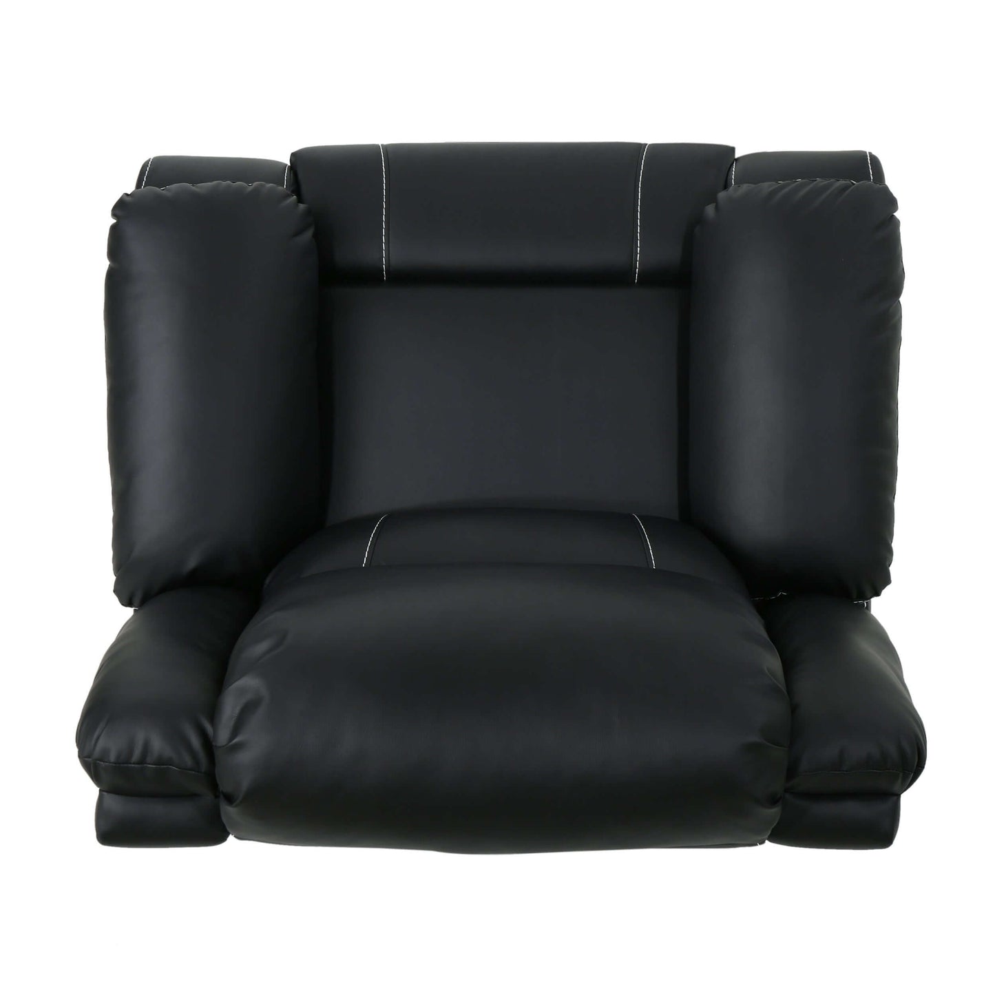 Modern Faux Leather Manual Swivel Recliner (2 Color Options) in sleek black faux leather design.