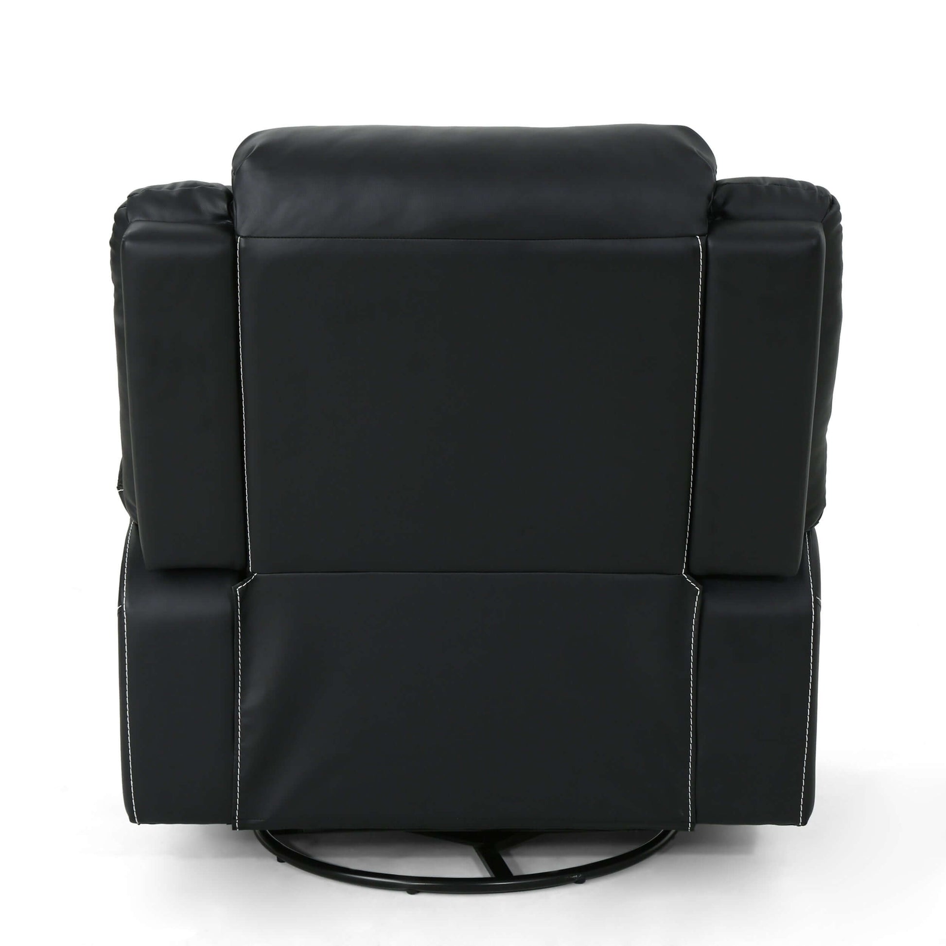 Modern Faux Leather Manual Swivel Recliner (2 Color Options) back view with black PU finish.