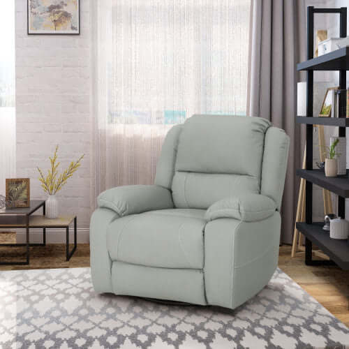 Modern Faux Leather Manual Swivel Recliner (2 Color Options) in a stylish living room setting.