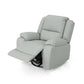 Modern Faux Leather Manual Swivel Recliner (2 Color Options) in light gray with reclined footrest.