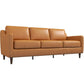 Modern Genuine Leather 3 Seat Sofa 81” – Cooper MCM Tan Leather Couch in rich tan upholstery.