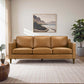 Modern Genuine Leather 3 Seat Sofa 81” – Cooper MCM Tan Leather Couch in a stylish living room setting.