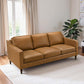 Modern Genuine Leather 3 Seat Sofa 81” – Cooper MCM Tan Leather Couch in a cozy living room setting.