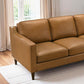 Modern Genuine Leather 3 Seat Sofa 81” – Cooper MCM Tan Leather Couch in rich tan leather upholstery.