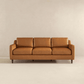 Modern Genuine Leather 3 Seat Sofa 81” – Cooper MCM Tan Leather Couch in a stylish setting.