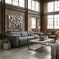 104" Top Grain Leather Reclining USB Sofa with Storage | Modern Recliner Couch in a stylish living room setting.