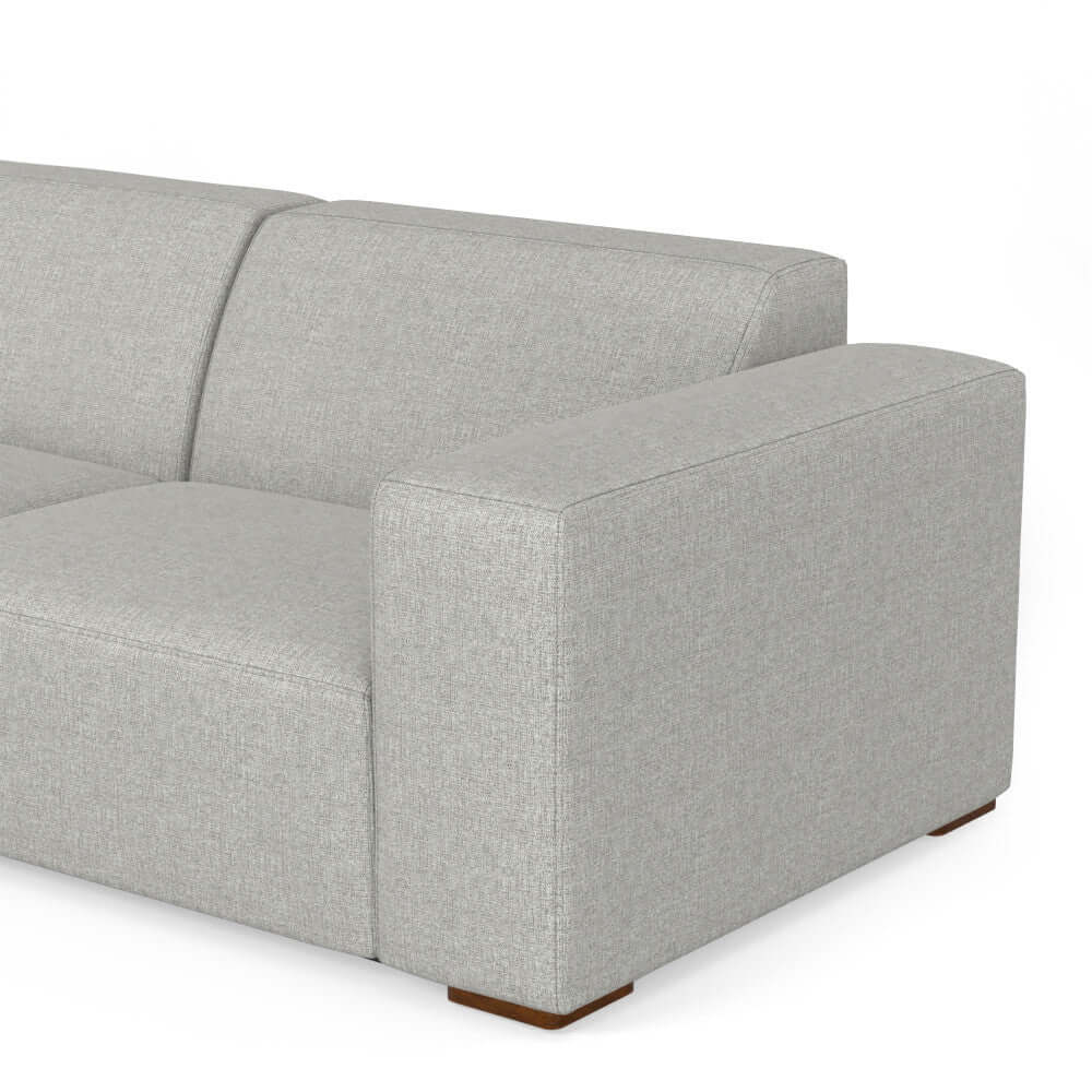 Modern Gray Sectional Sofa with Chaise – 122" Contemporary Couch (Seats 4) corner view showcasing minimalist design.
