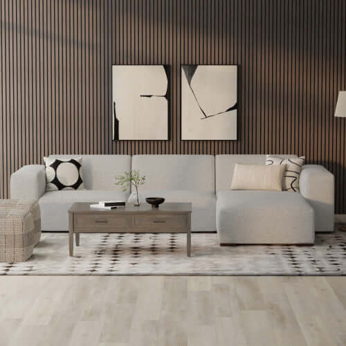 Modern Gray Sectional Sofa with Chaise – 122" Contemporary Couch (Seats 4) in a stylish living room setting.